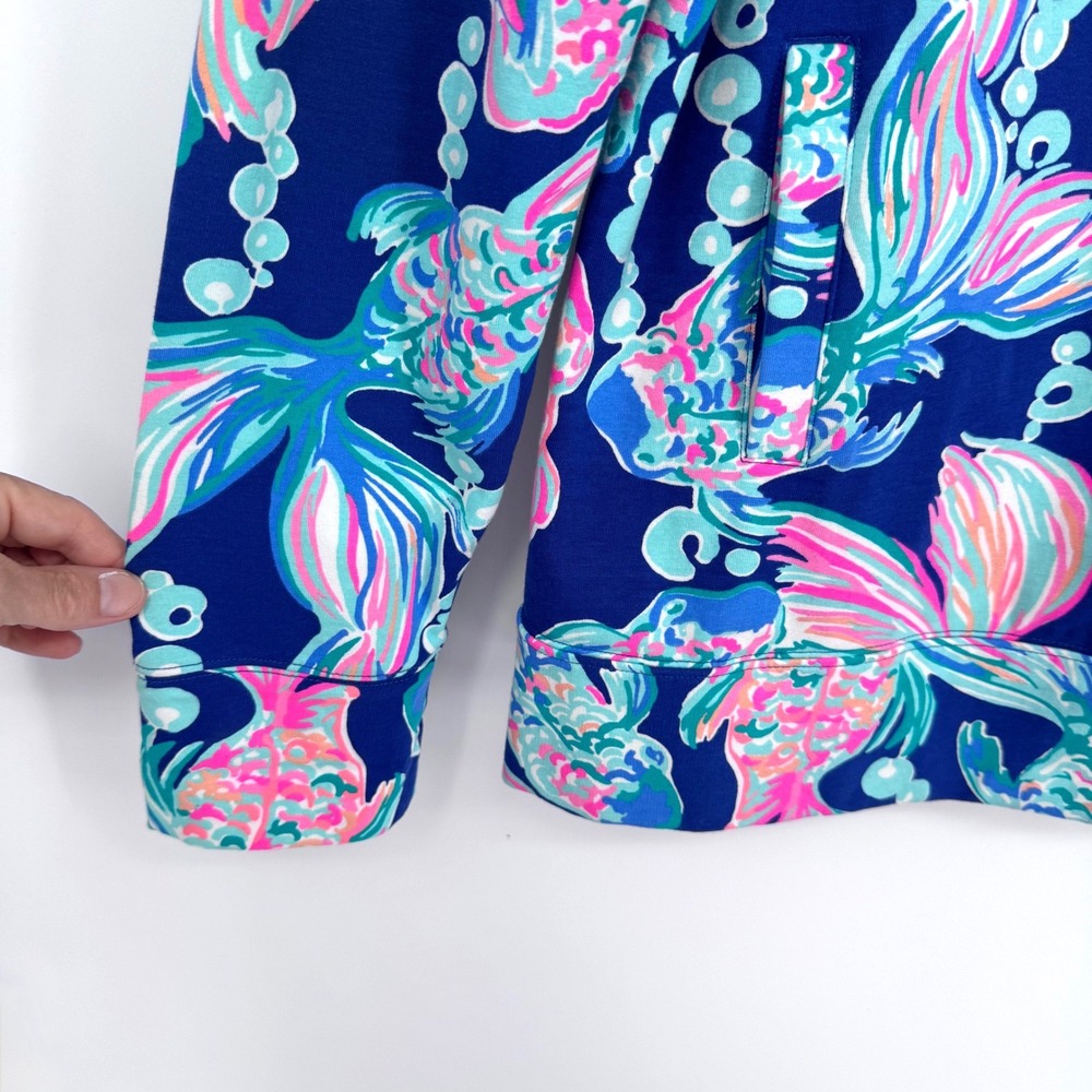 Lilly Pulitzer Full Zip Jacket XL Bright Colorful Koi Fish Print Vacation Summer - Picture 7 of 16